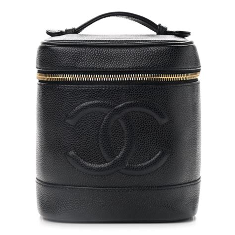 CHANEL Caviar Vanity Cosmetic Case Black 